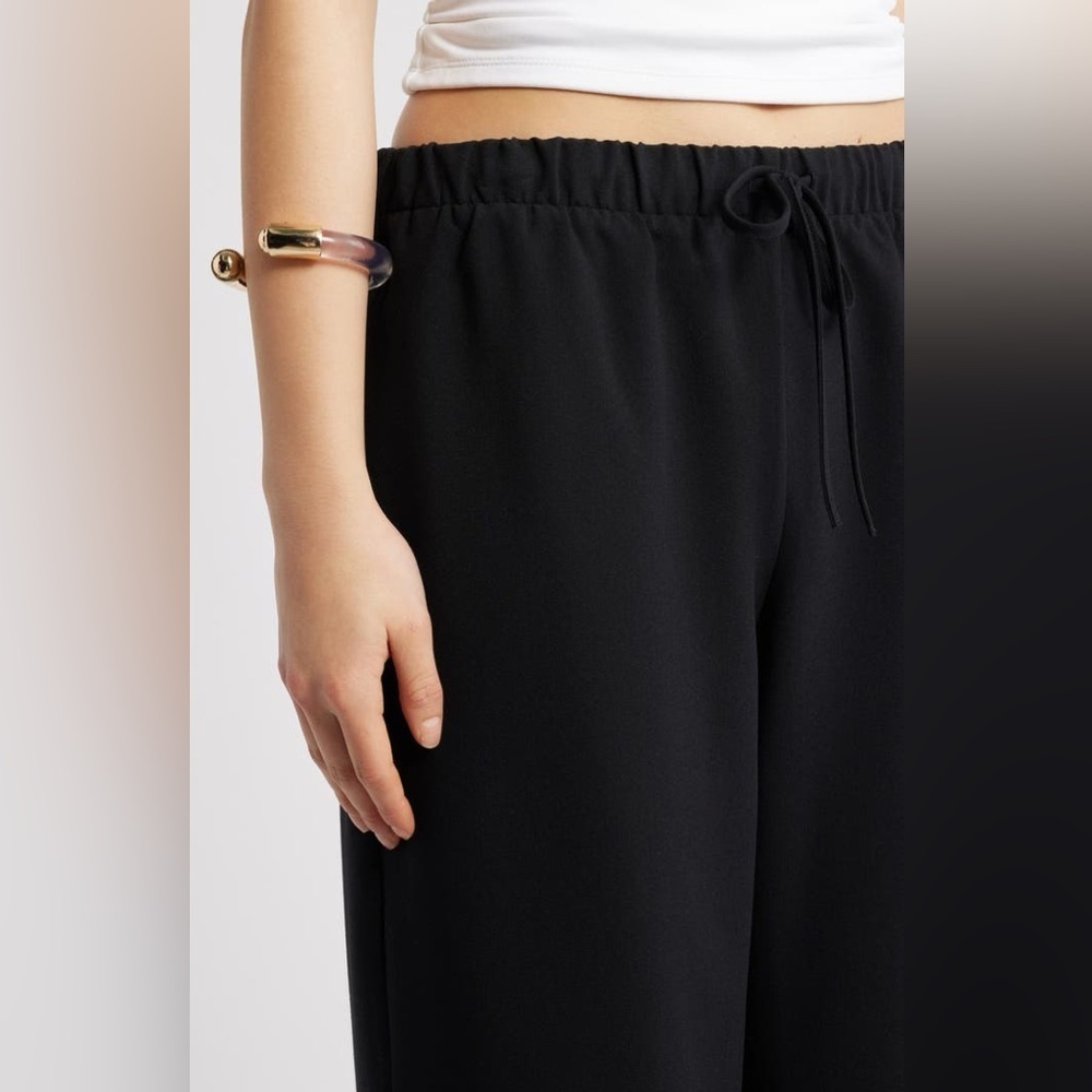 Open Edit Icon Pull On Wide Leg Satin like Pants - Picture 5 of 13